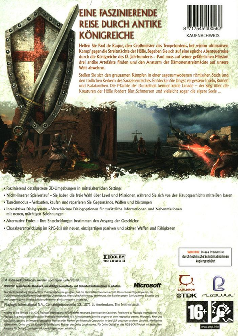 Knights Of The Temple 2 — box-2D-back (DE)