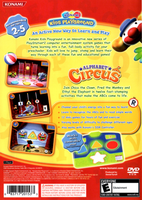 Konami Kids Playground - Alphabet Circus — box-2D-back (US)