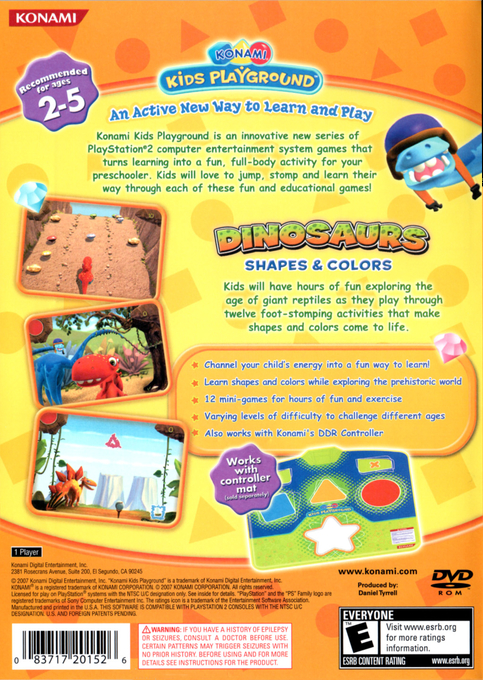 Konami Kids Playground - Dinosaurs - Shapes And Colors — box-2D-back (US)