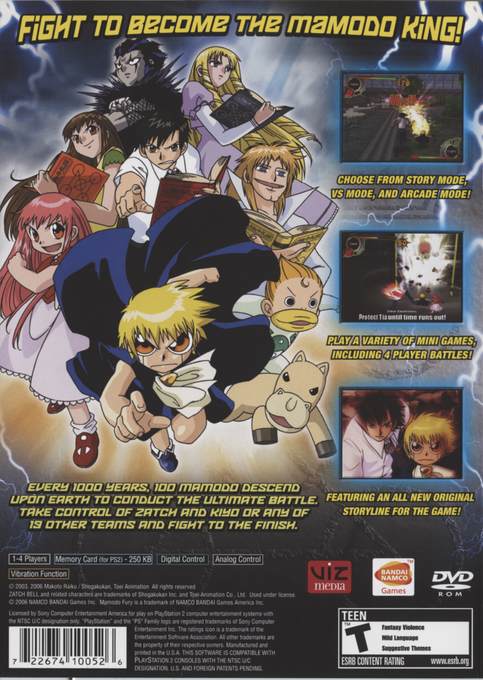 Zatchbell! - Mamodo Fury — box-2D-back (US)