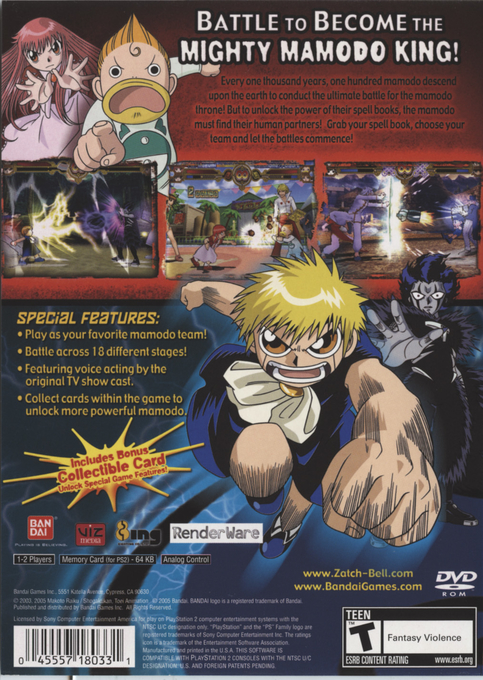 Zatchbell! - Mamodo Battles — box-2D-back (US)