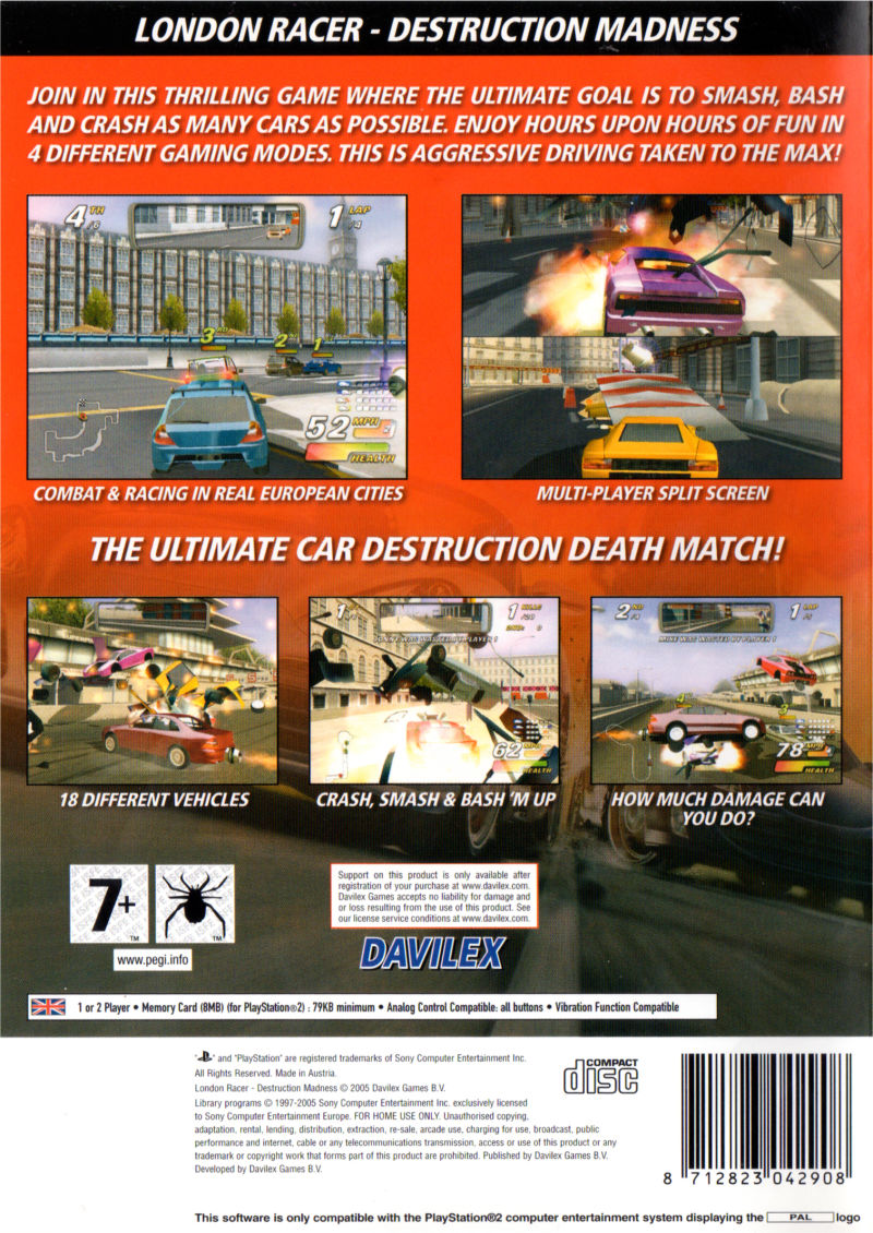 London Racer - Destruction Madness — box-2D-back (EU)