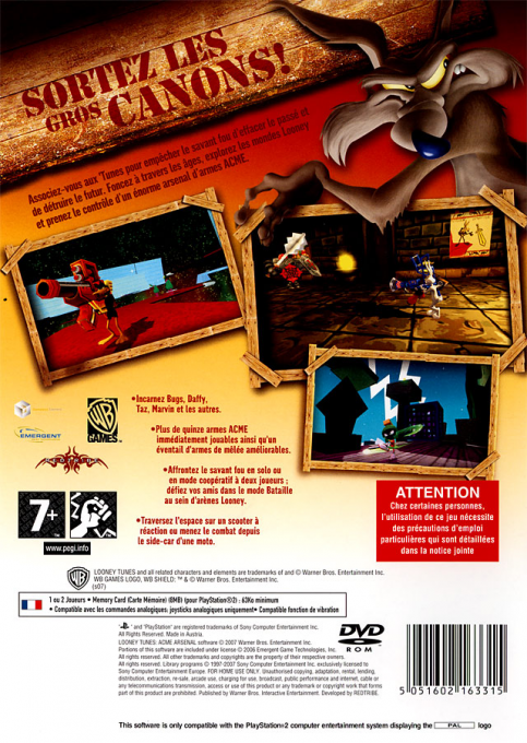 Looney Tunes - Acme Arsenal — box-2D-back (FR)