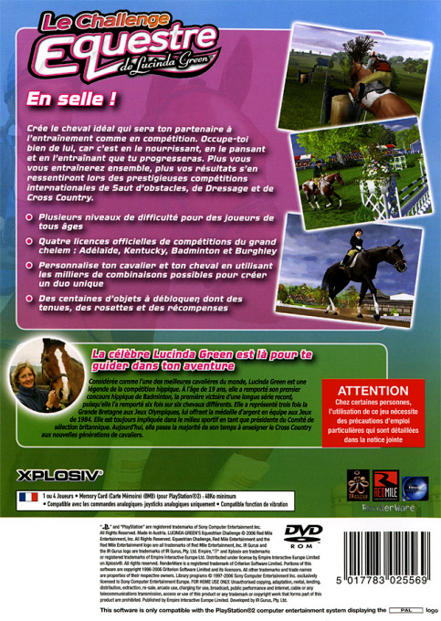 Lucinda Green's Equestrian Challenge — box-2D-back (FR)