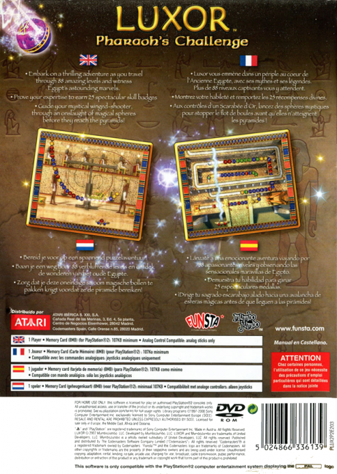 Luxor Pharaoh's Challenge — box-2D-back (EU)