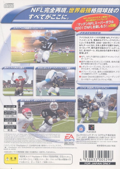Madden Nfl 2001 — box-2D-back (JP)