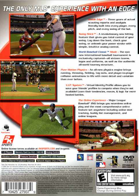 Major League Baseball 2K6 — box-2D-back (US)