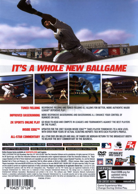 Major League Baseball 2k7 — box-2D-back (US)