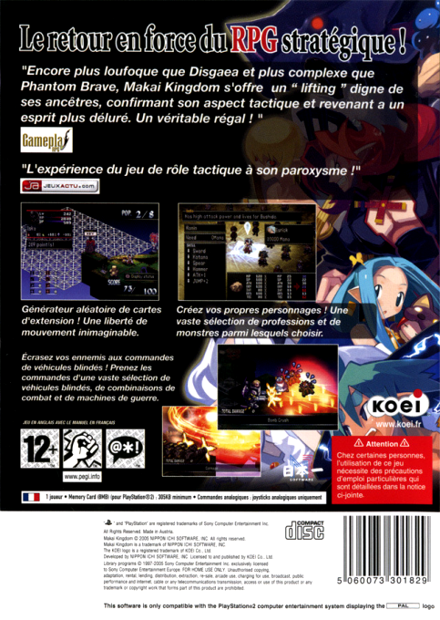 Makai Kingdom - Chronicles Of The Sacred Tome — box-2D-back (FR)