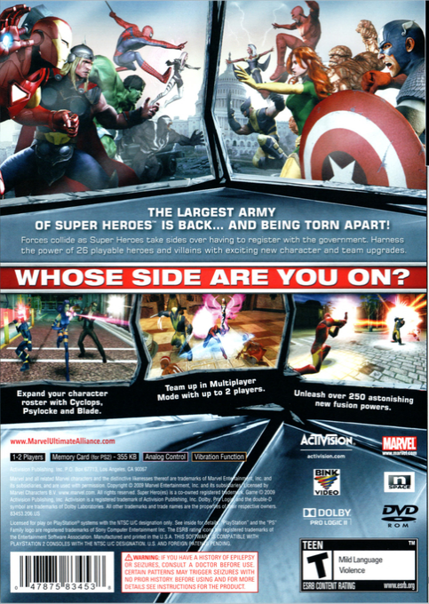 Marvel Ultimate Alliance 2 — box-2D-back (US)