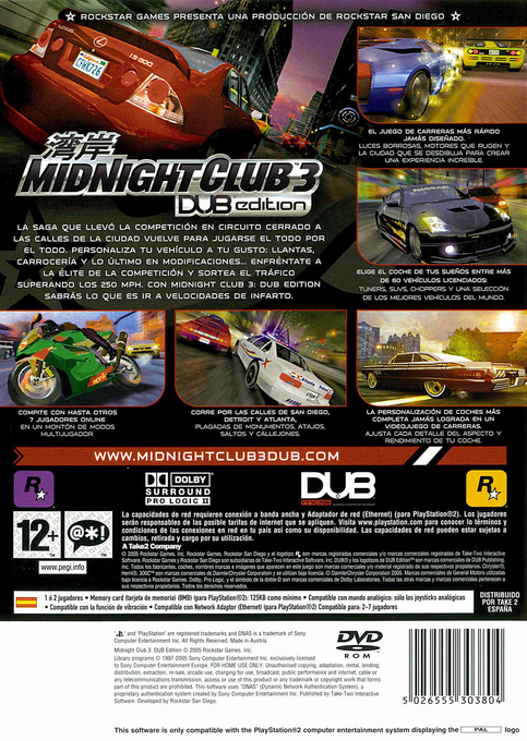 Midnight Club 3 - Dub Edition — box-2D-back (SP)