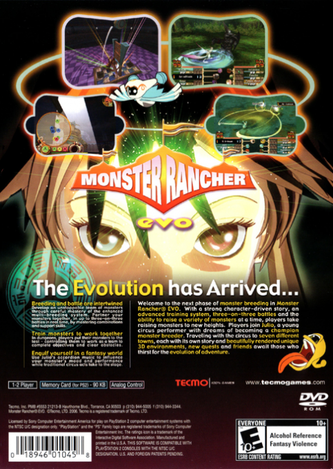 Monster Rancher - Evo — box-2D-back (US)