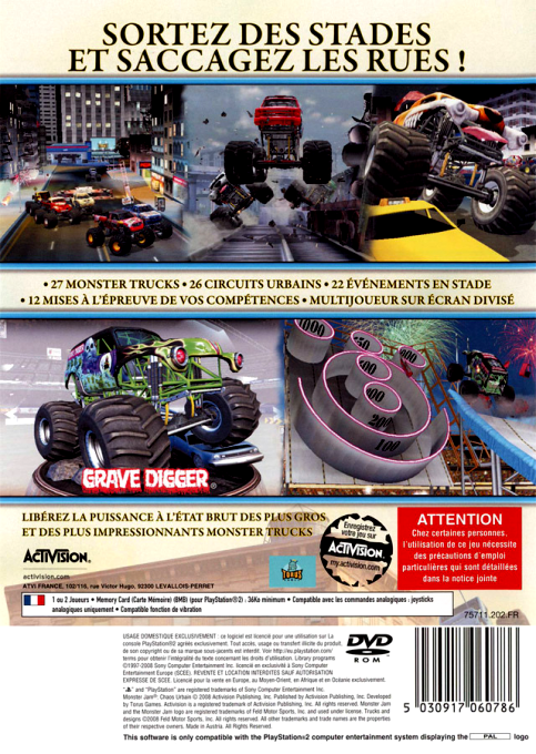 Monster Jam - Urban Assault — box-2D-back (FR)