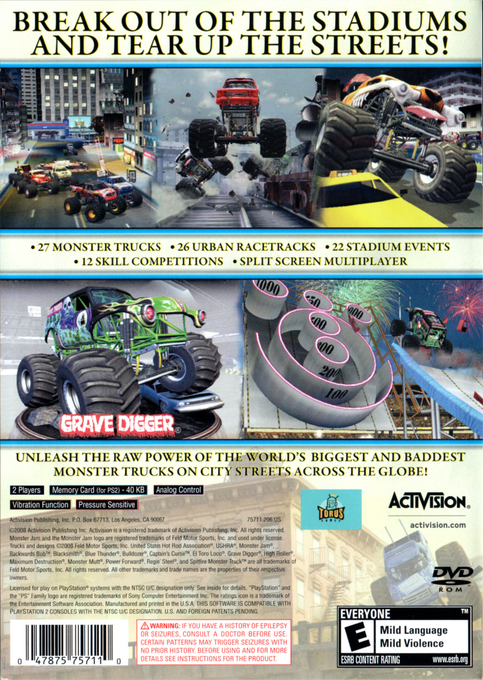 Monster Jam - Urban Assault — box-2D-back (US)