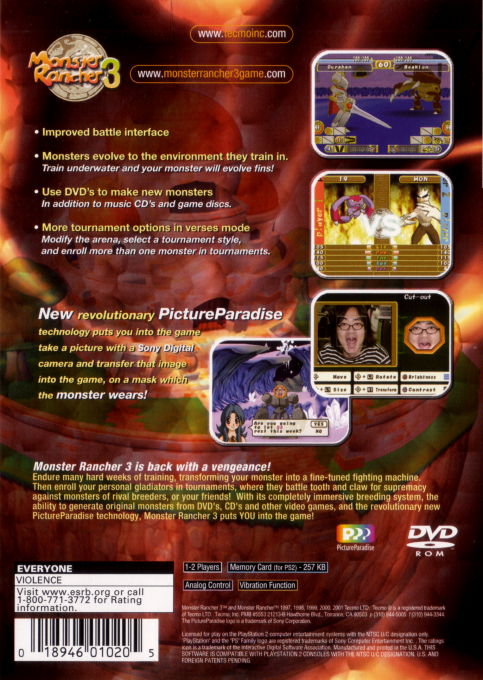 Monster Rancher 3 — box-2D-back (US)