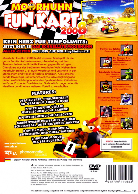 Moorhuhn Fun Kart 2008 — box-2D-back (EU)