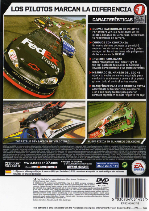 Nascar 07 — box-2D-back (SP)