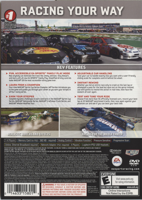 Nascar 09 — box-2D-back (US)