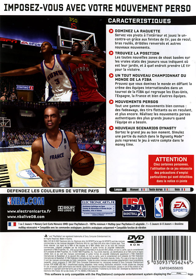 Nba Live 08 — box-2D-back (FR)