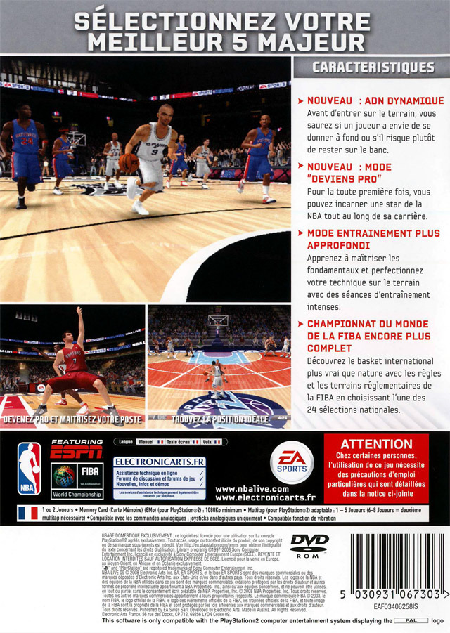 Nba Live 09 — box-2D-back (FR)