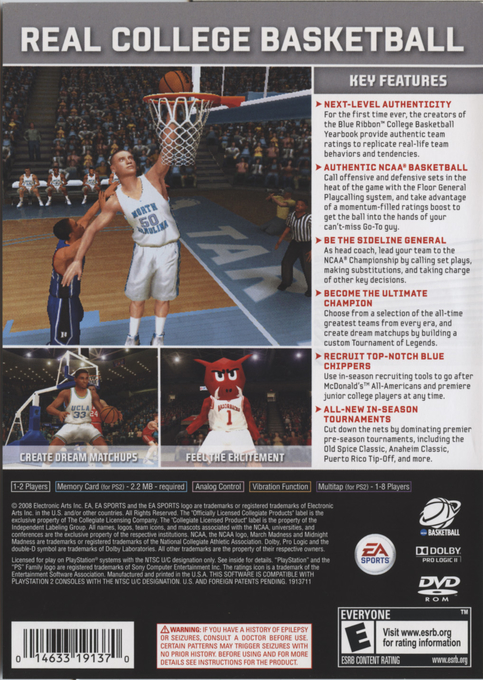 Ncaa Basketball 09 — box-2D-back (US)
