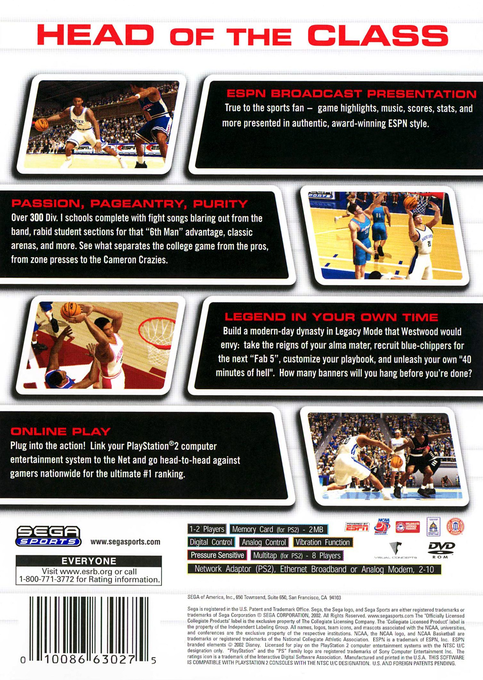 NCAA College Basketball 2k3 — box-2D-back (US)