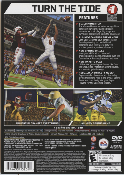 Ncaa Football 07 — box-2D-back (US)