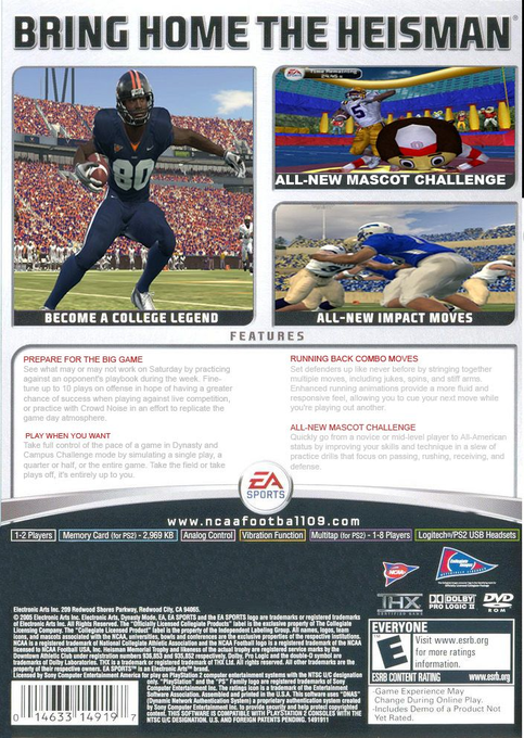 Ncaa Football 09 — box-2D-back (US)