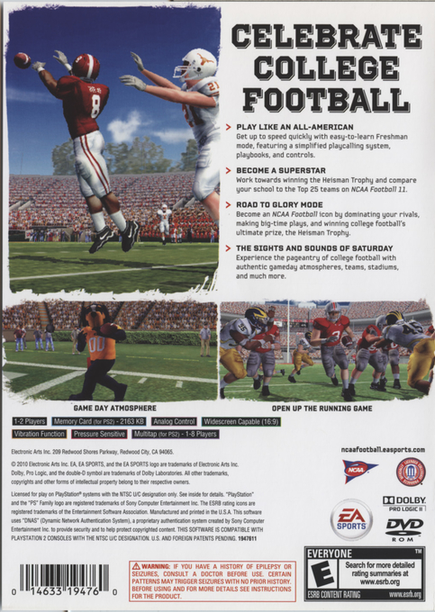 Ncaa Football 11 — box-2D-back (US)