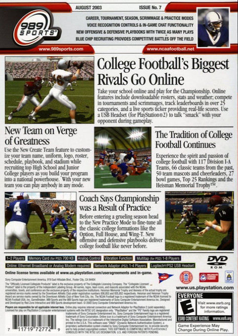 Ncaa Gamebreaker 2004 — box-2D-back (US)