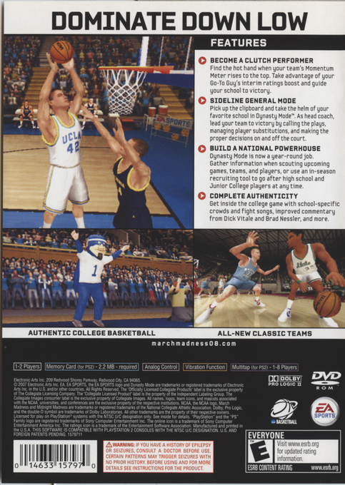 Ncaa March Madness 08 — box-2D-back (US)