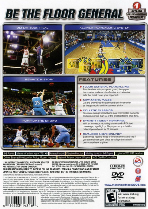 Ncaa March Madness 2005 — box-2D-back (US)