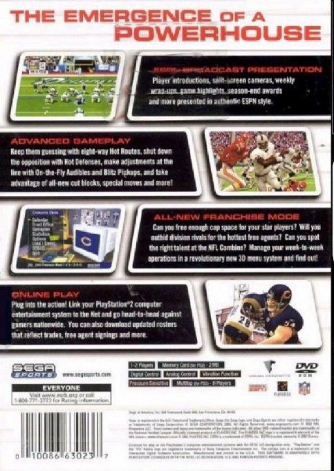 NFL 2K3 — box-2D-back (US)