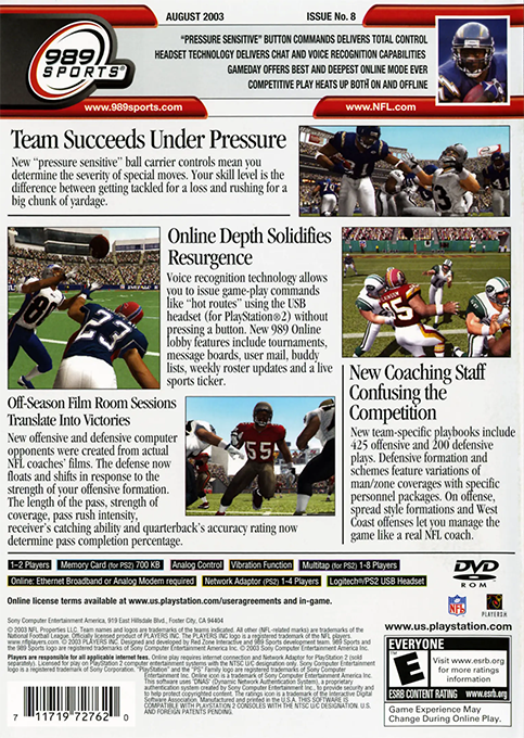 Nfl Gameday 2004 — box-2D-back (US)