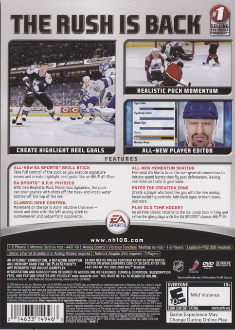 NHL 06 — box-2D-back (US)
