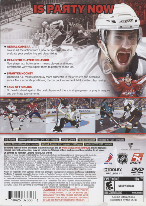 Nhl 2k10 — box-2D-back (US)