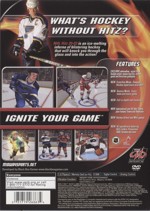 NHL Hitz 20-03 — box-2D-back (US)