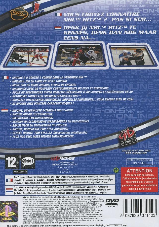 NHL Hitz Pro — box-2D-back (FR)