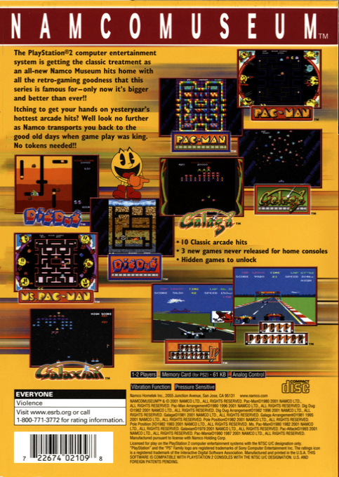 Namco Museum — box-2D-back (US)