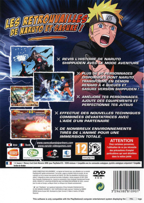 Naruto Shippuden - Ultimate Ninja 5 — box-2D-back (FR)