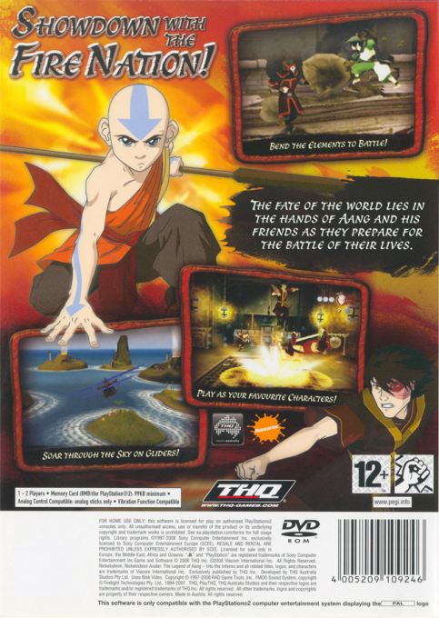 Avatar - The Legend Of Aang - Into The Inferno — box-2D-back (EU)
