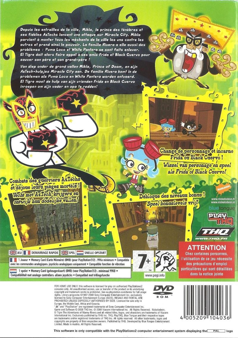 Tigre - The Adventures Of Manny Rivera, El — box-2D-back (FR)
