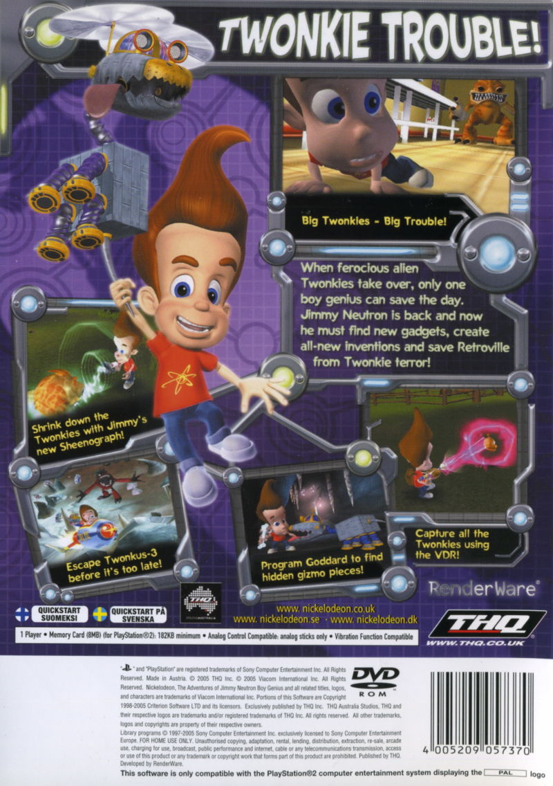 Jimmy Neutron Boy Genius - Attack of the Twonkies — box-2D-back (EU)