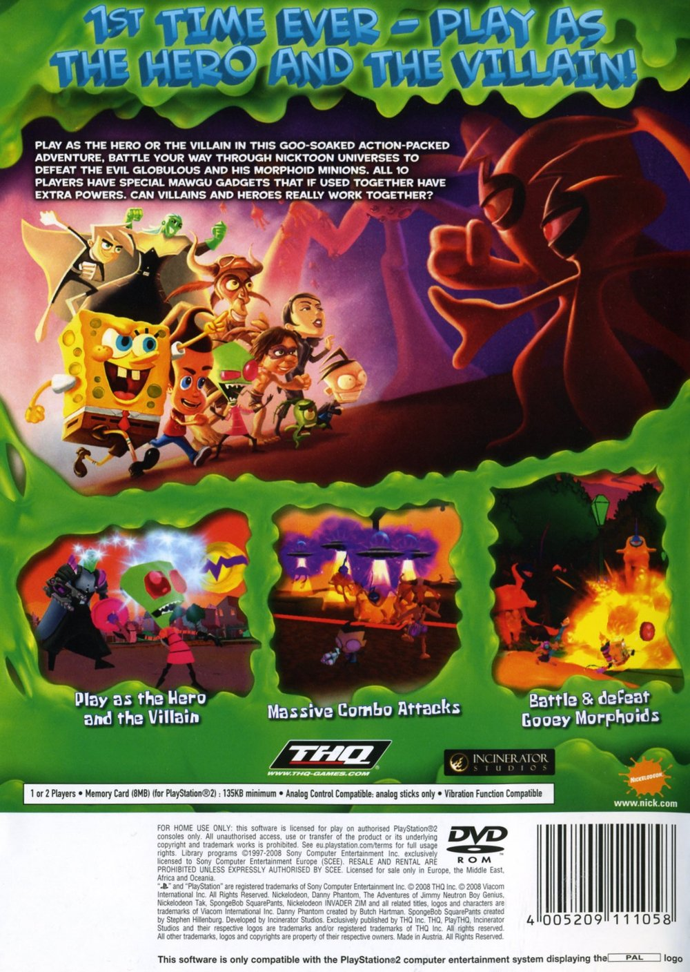 Spongebob Squarepants Featuring Nicktoons - Globs Of Doom — box-2D-back (EU)