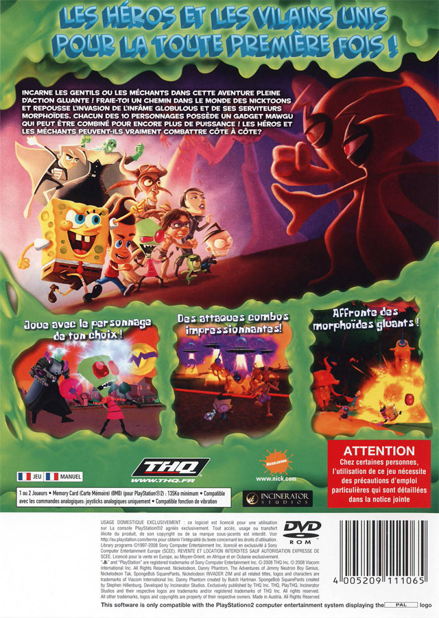 Spongebob Squarepants Featuring Nicktoons - Globs Of Doom — box-2D-back (FR)