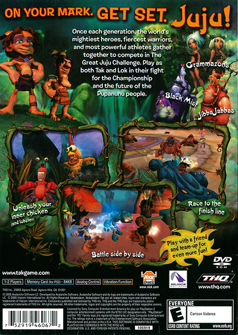 Tak - The Great Juju Challenge — box-2D-back (US)