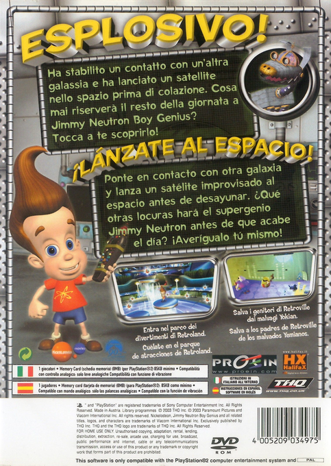 Nickelodeon Jimmy Neutron - Boy Genius, Jet Fusion — box-2D-back (SP)