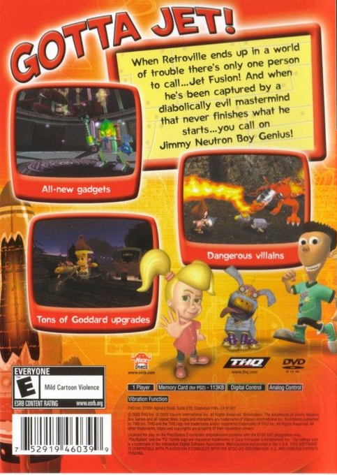 Nickelodeon Jimmy Neutron - Boy Genius, Jet Fusion — box-2D-back (US)