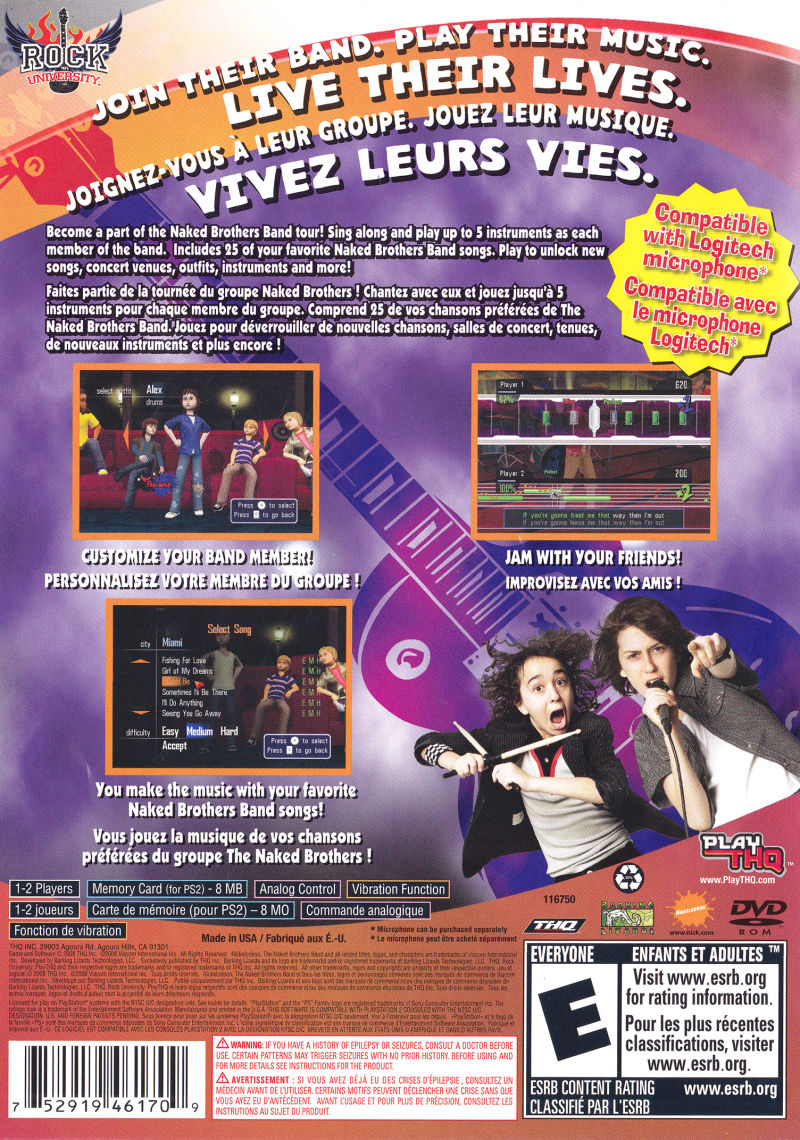Naked Brothers - The Videogame, The — box-2D-back (US)