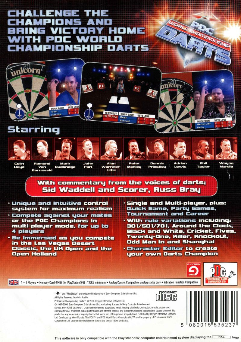 Pdc World Championship Darts — box-2D-back (EU)